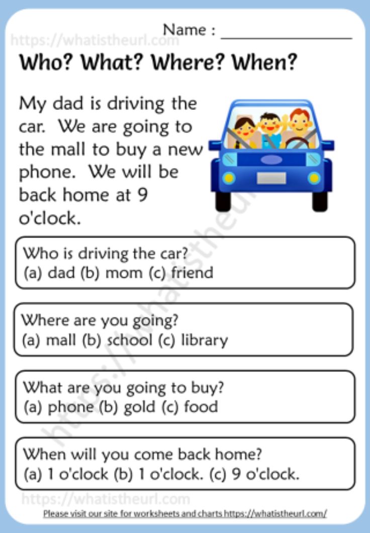 Who, what, where, when - Reading comprehension worksheets