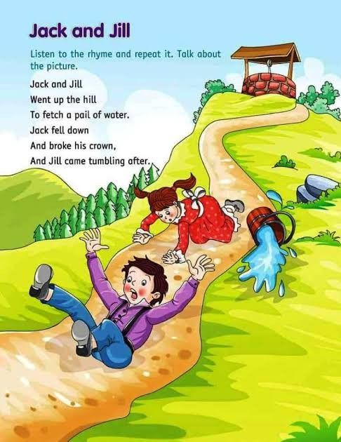 Jack and Jill, English poem, easy poem for kids, learn and fun